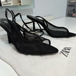 Zara MESH HEELED SANDALS